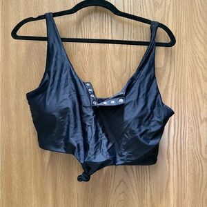 Black Button Up Swim Top